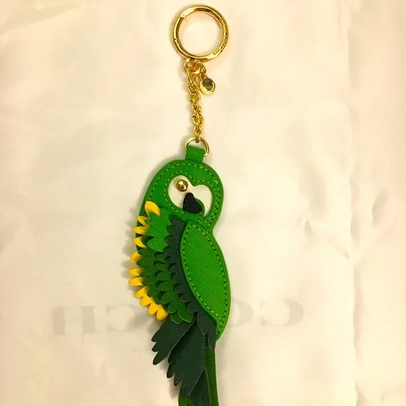 🌴SUMMER SALE 🌴💯✔️Authentic Michael Kors Leather Parrot Key Chain - Picture 1 of 3